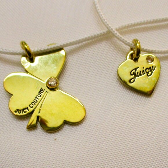 JUICY COUTURE Shamrock Heart Charm Necklaces~ NOS Juicy Couture BFF Necklaces - Picture 7 of 14